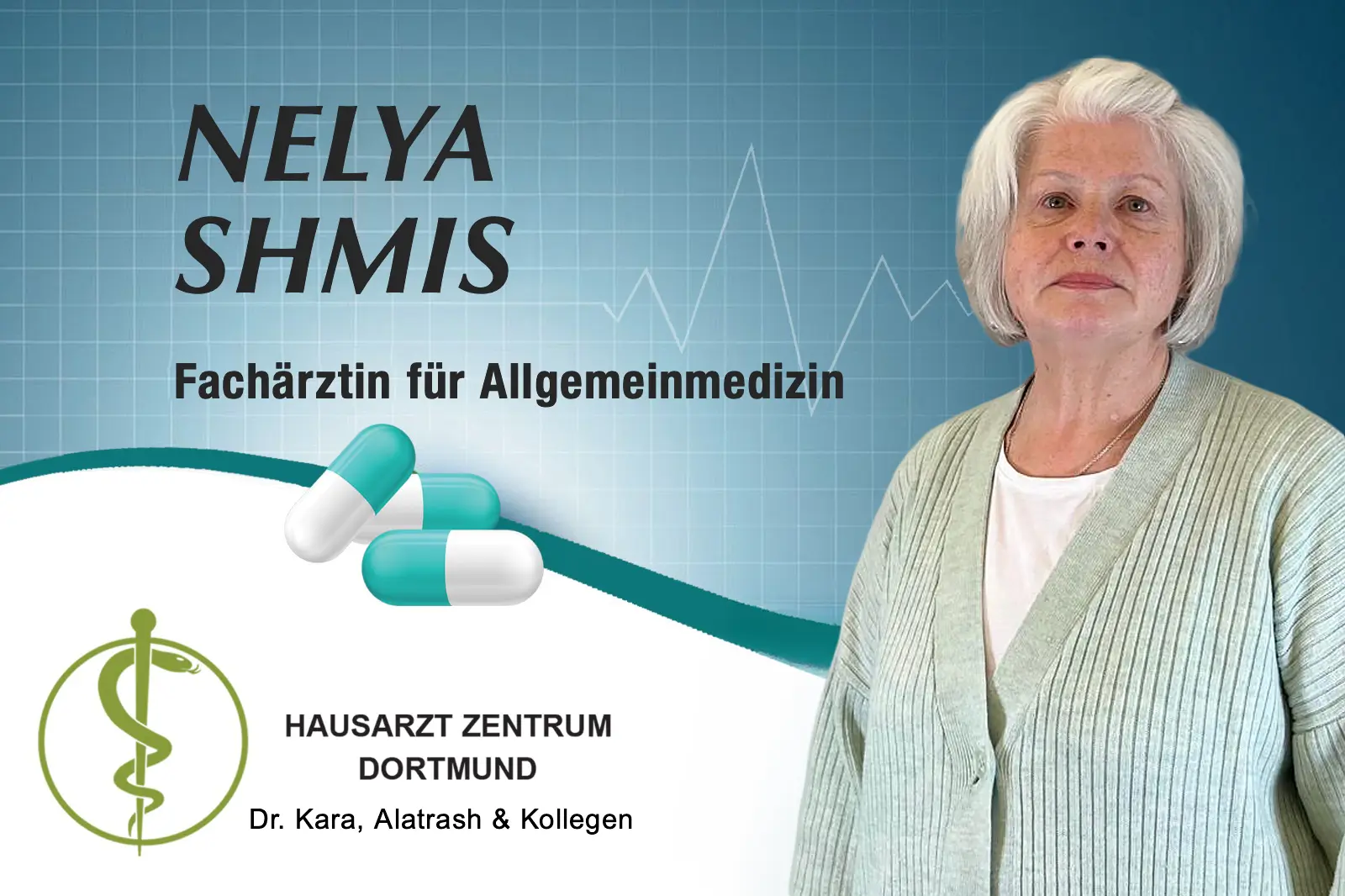 Porträtbild von Frau Nelya Shmis - Fachärztin für Allgemeinmedizin Porträtbild von Frau Nelya Shmis - Fachärztin für Allgemeinmedizin
